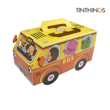 80 шт в форме автобуса коробка мультфильм Животные конфеты, печенье закуски Подарочная бумажная коробка упаковка, коробка для торта ручка Дети сувениры для вечеринки ко дню рождения