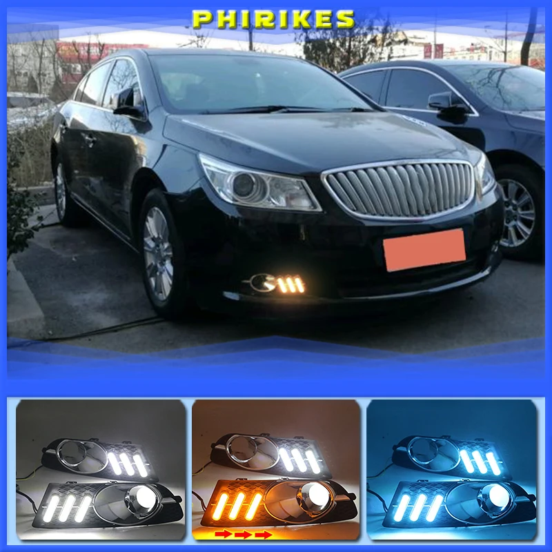 

1 комплект передних фар на бампер для Buick Lacrosse, дневсветильник 2009 ~ 2012y, автомобильные аксессуары, светодиодные фары ДХО для Лакросса, противотуманные фары
