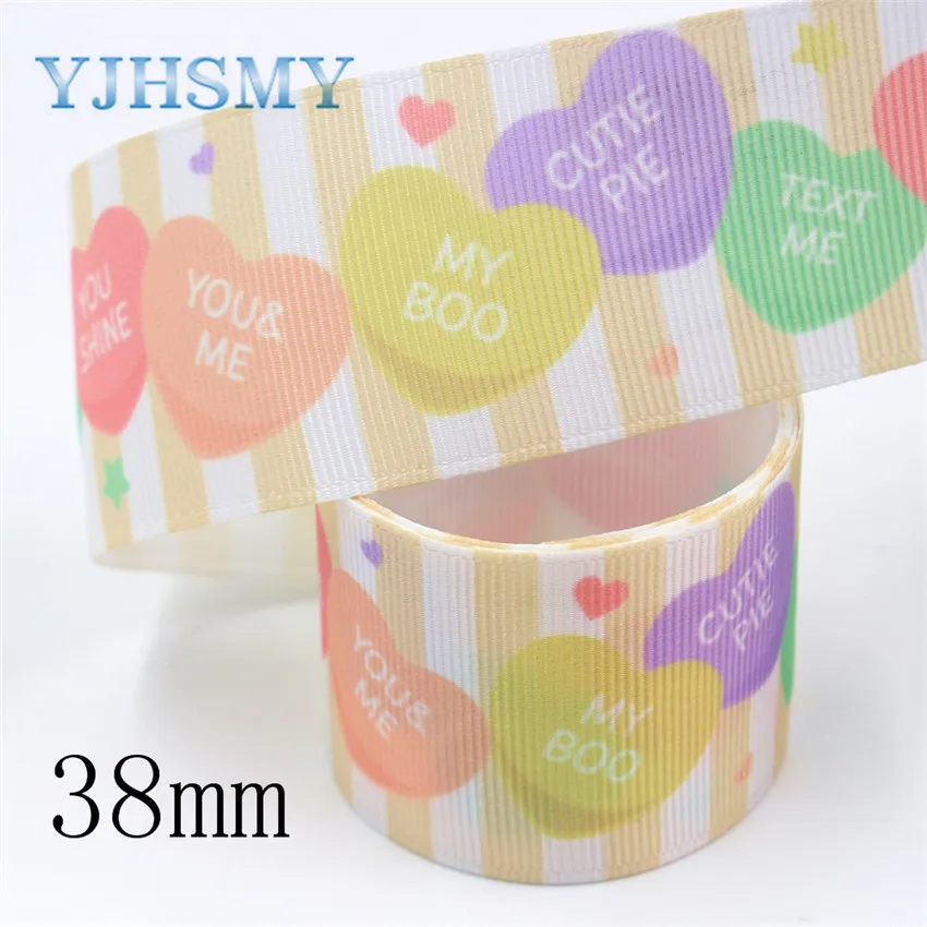 I-191007-2411 YJHSMY, I-191007-2389, 38 мм 10 ярдов любовь корсажные ленты, Свадебная вечеринка украшения лук кепки DIY аксессуары украшения материал - Цвет: I-191007-2411
