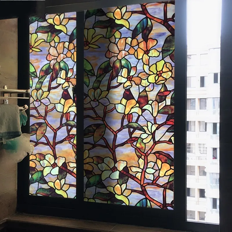 Декоративные оконные пленки статическая липкая витражная защита листьев