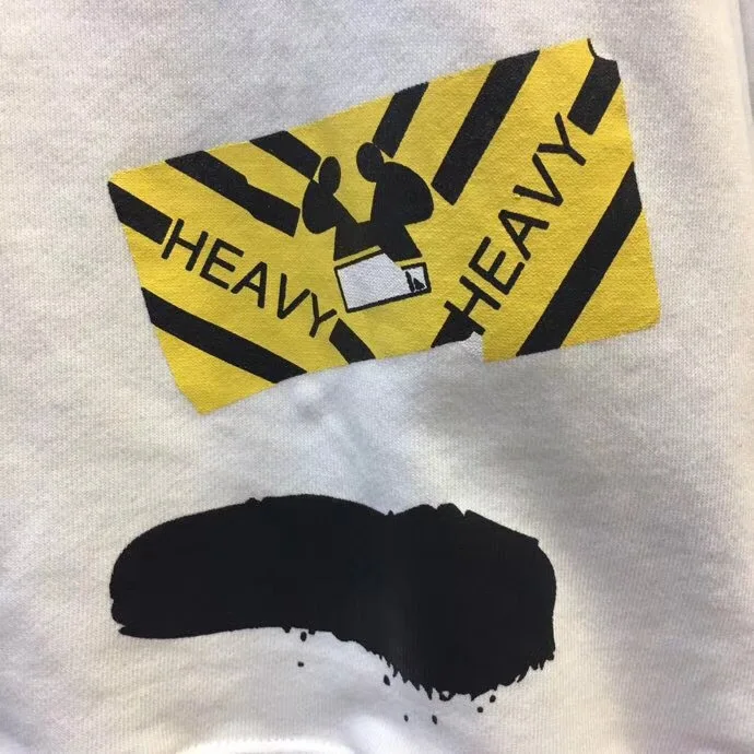 OFF-WHITE OW маленький желтый блок Зебра линия граффити круглый вырез длинный рукав осень и зима большой размер Свободный свитшот