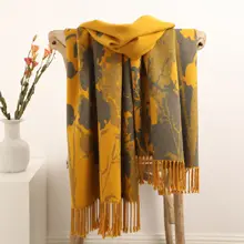 

2022 Luxury Feather Cashmere Scarf Winter Women New Pashmina Shawls Warm Blanket Wraps Female Foulard letter Thick Scarves Hijab