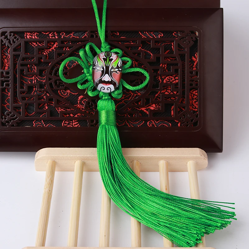 8 шт. китайский ремесло узел кисточкой кулон ремесла навесные украшения для дома Китай Характеристики подарок Пекинская опера маски для лица - Цвет: Зеленый