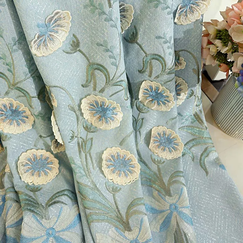 Color 01 Cloth Европейская роскошная Розовая вышивка, полузатемненная занавеска, ткань для спальни, для гостиной, синяя драпировка, бежевый тюль, занавеска s M129-4 - Цвет: Color 01 Cloth