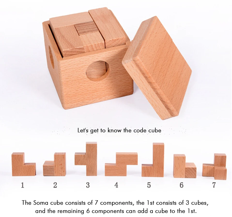 Деревянный Soma квадратный пазл с замком куб для малышей обучения Монтессори игрушки для детей дошкольного возраста Развивающие игрушки для детей обучения