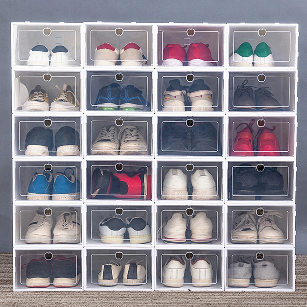 Утолщенные флип обувь прозрачный ящик чехол Пластиковые обувные коробки