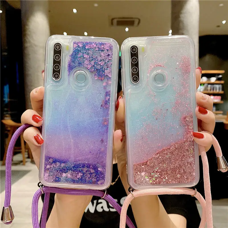 Quicksand Rope Case For Xiaomi Mi 9 9T 8 5X 6X CC9 CC9E A1 A2 A3 Note 10 Pro 10T Lite S2 Y2 Dynamic Liquid Glitter Clear Cover case for xiaomi