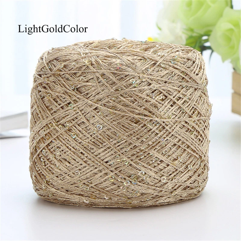 2pcs(200g) Fashion Summer Ice Silk Line Feature Sequins Line Yarn Diy Hand-knitted Wool Thread Sweater Scarft Hats Accessories - Цвет: LtGold