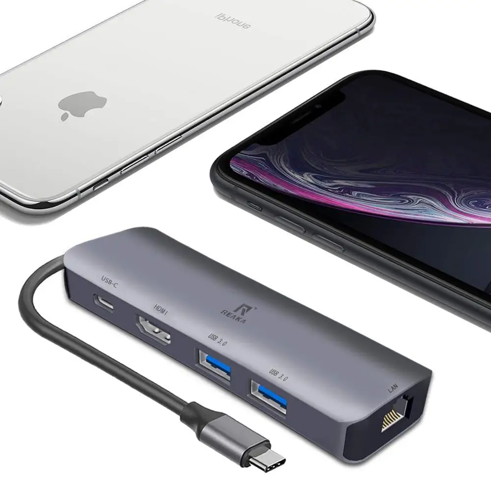 

USB C Laptop Docking Station USB 3.0 HDMI RJ45 Gigabit PD Fealushon for MacBook Samsung Galaxy S9 /S8 / S8+Type C Dock USB HUB