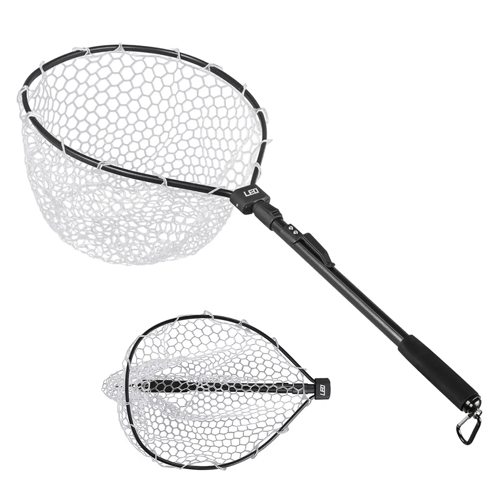 

Collapsible Aluminum Alloy Fishing Net Folding Fish Landing Net with Carabiner Clip for Fish Catching Releasing