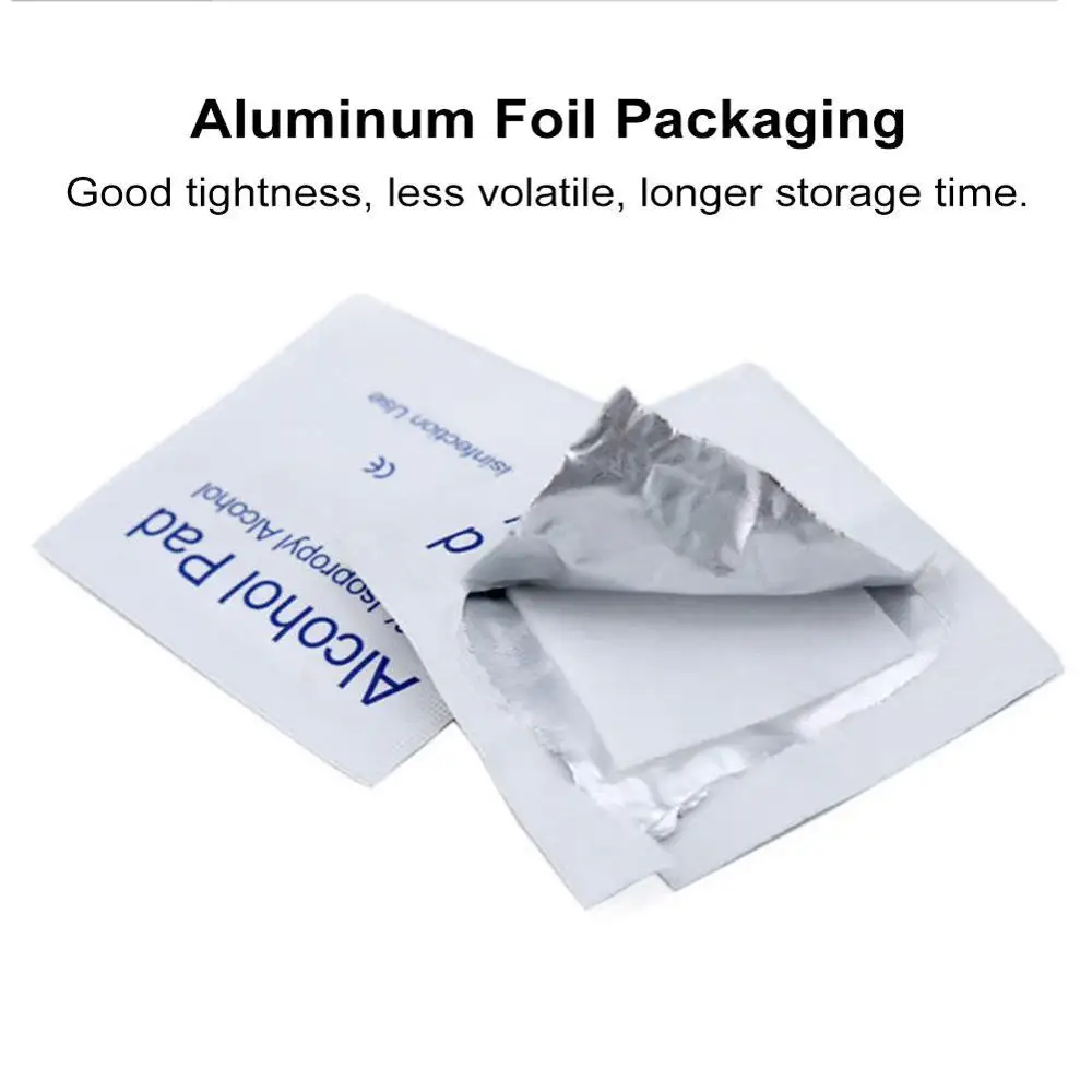 100pcs/Box Portable Alcohol Swabs Wipes Disposable Wound Disinfection Pad Antiseptic Cleaning Sterilization First Aid Home