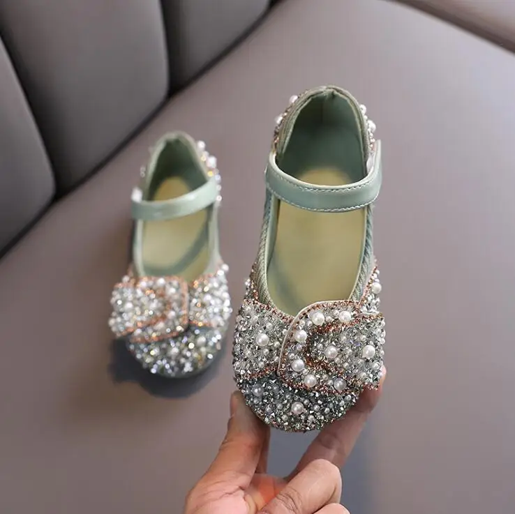 thumbnail image 1 of Nuevos zapatos para niños con diamantes de imitación de perlas, sandalias de princesa para niñas, zapatos para fiestas y bodas, 1 of 5