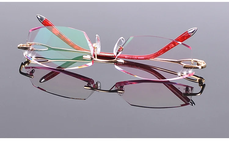 blue light reading glasses Elegant Style Blue Light Filter Glasses Myopia Women Computer Eyeglasses Gradient Red with Rhinestone Frameless Eye Eyewear blue light blockers