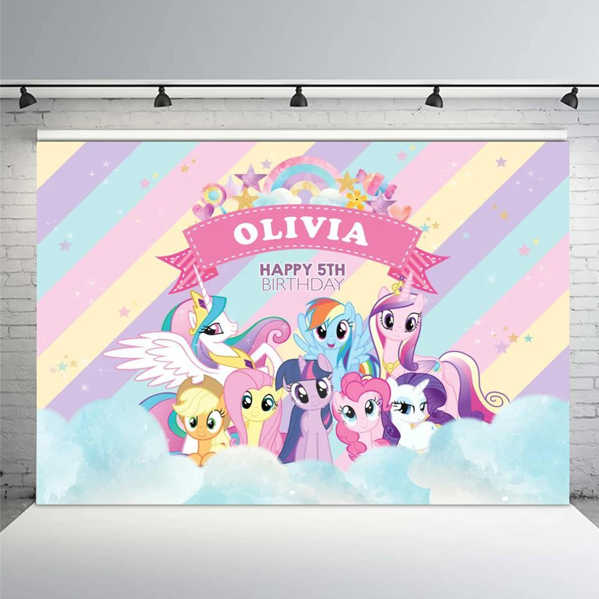 Фотофон My Little Pony День Рождения Вечеринка Радуга событие фотография ребенок 1-й
