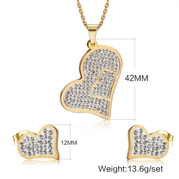 

FXM CCE332 stainless couple necklace hot sell top quality best women 42mm stone heart gift women jewelry