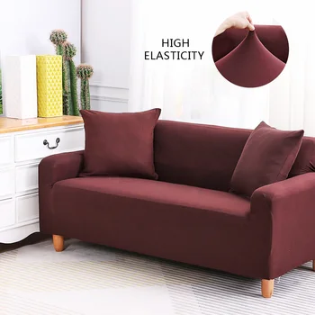 

Brown Couch Cover Stretch Elastic Solid Color Corner Sofa Covers For Living Room Sectional Sofa Slipcover One Two Three Fourseat