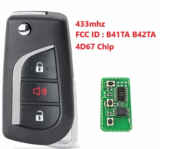 SPCFOR 3 кнопки дистанционный ключ-брелок от машины для Toyota Camry Corolla для Hilux 3 кнопки 4D67 433,92 МГц FCC ID B41TA B42TA