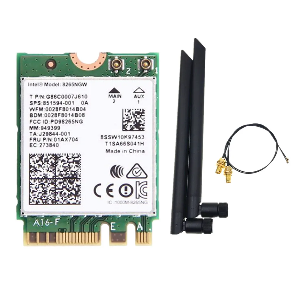 4dbi Dual Band 2. 4 г/5 ГГц mhf4 антенны комплект + Intel 8 2 6 5 NGW Беспроводной-AC 8 2 6 5 NGFF 80 2. 11ac 867 Мбит/с 2x2 Му-MIMO WI-FI BT 4. 2 карты