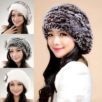 

Hot Sale Wholesale Winter Beret Faux Fur Hat Women Soft Warm Caps Knitted Accessory Comfortable Outdoor M88