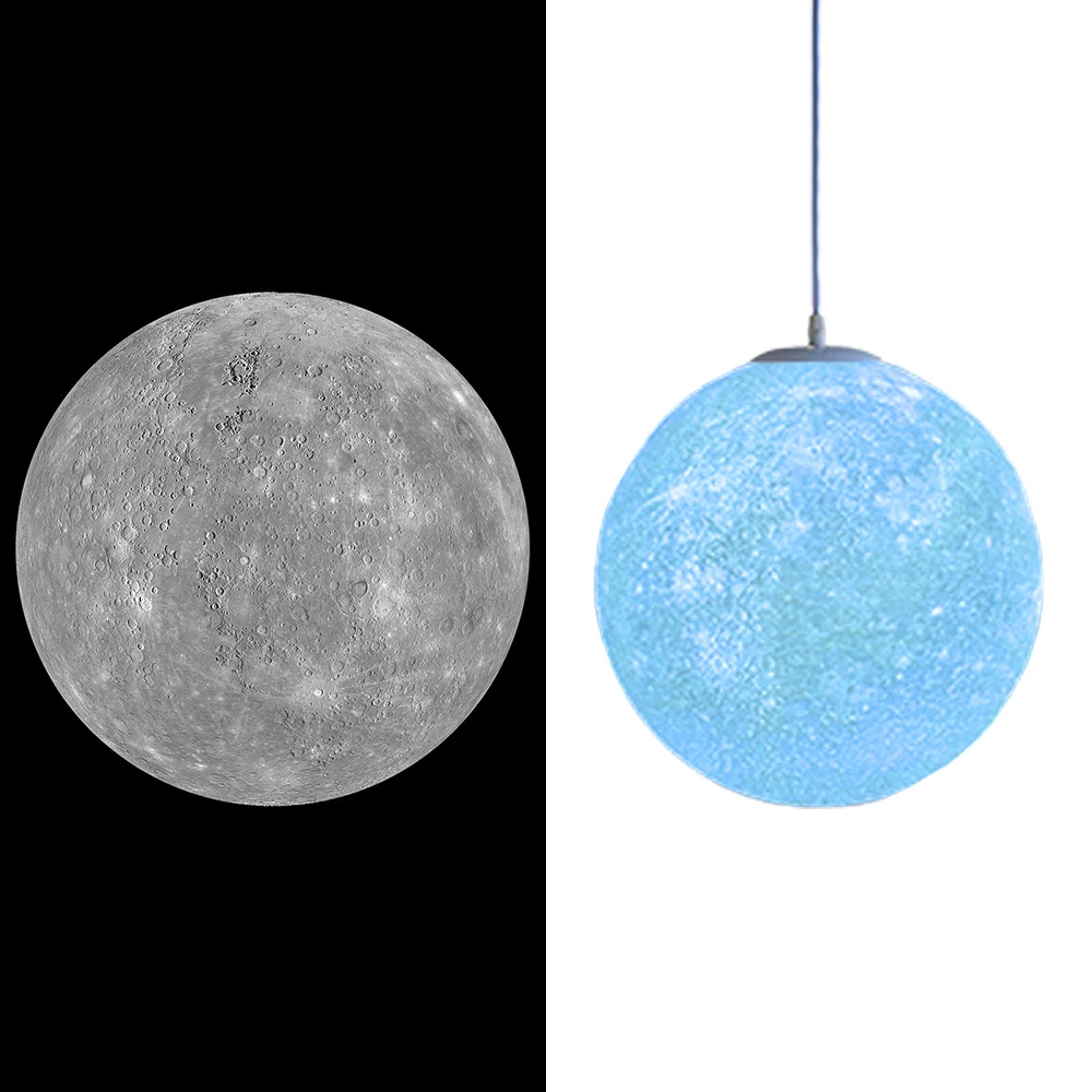 3D Printed Galaxy Moon hanging Lamp Planetary pendant Lights Christmas Decorations For Home Light lamps saturn jupiter earth - Цвет корпуса: Mercury