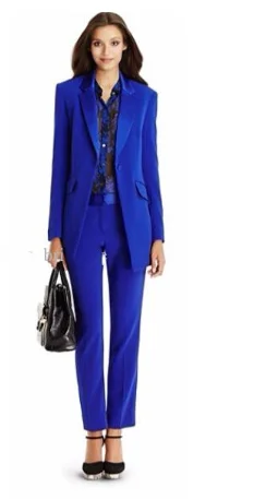 Осенне-зимний офисный Женский блейзер, Женская куртка, базовый Элегантный женский офисный Королевский синий брючный костюм из двух частей, костюм на заказ