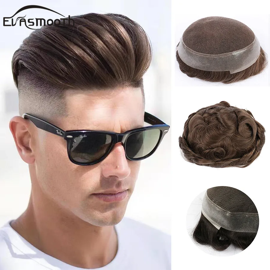 

Men Human Hair Durable Replacement Systems Mono Lace Pu Wig Indian Remy Hair Toupee Mens Natural Human Wig Men Hairpieces