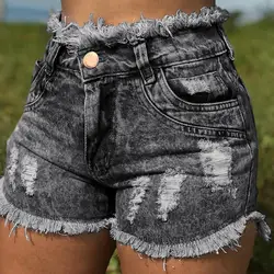 2019 женские летние шорты модные джинсы с карманами и дырками женские с высокой талией пикантные джинсовые шорты пуш-ап mujer 9,19