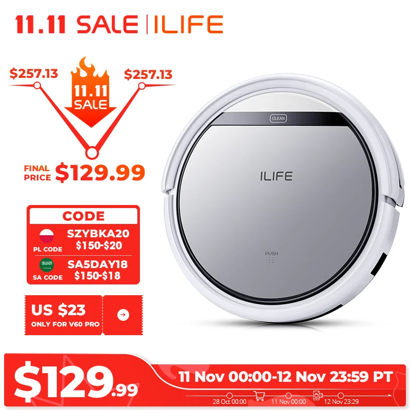 PROD 32805124642 ILIFE V5sPro/V60Pro Robot Vacuum Cleaner Sweep Wet
Mopping 1000pa Appliances Hard Floor Suction Ultra Thin，Electric
Tool，Litter