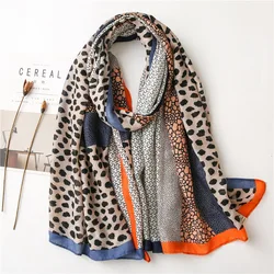 lady Winter Autumn Viscose Shawl Aztec Leopard Patchwork Pashminas Stole Wrap Print Echarpe Foulard Femme Muslim Hijab 180*90Cm