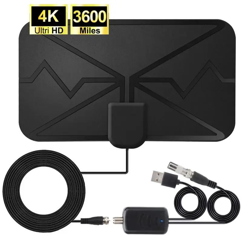 Комнатная антенна 3600 радиус телевизионная миль 4K цифровая с усилением HDTV DVB-T2