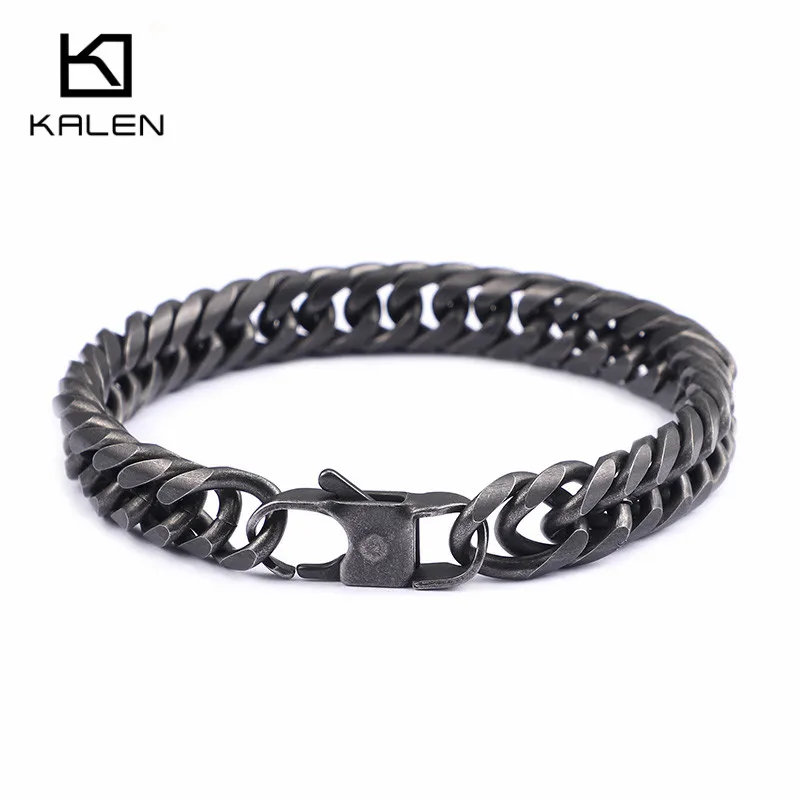 Матовые Звенья из нержавеющей стали в стиле панк, мужские браслеты с застежкой-лобстером 23 см, матовые ручные браслеты, ювелирные изделия