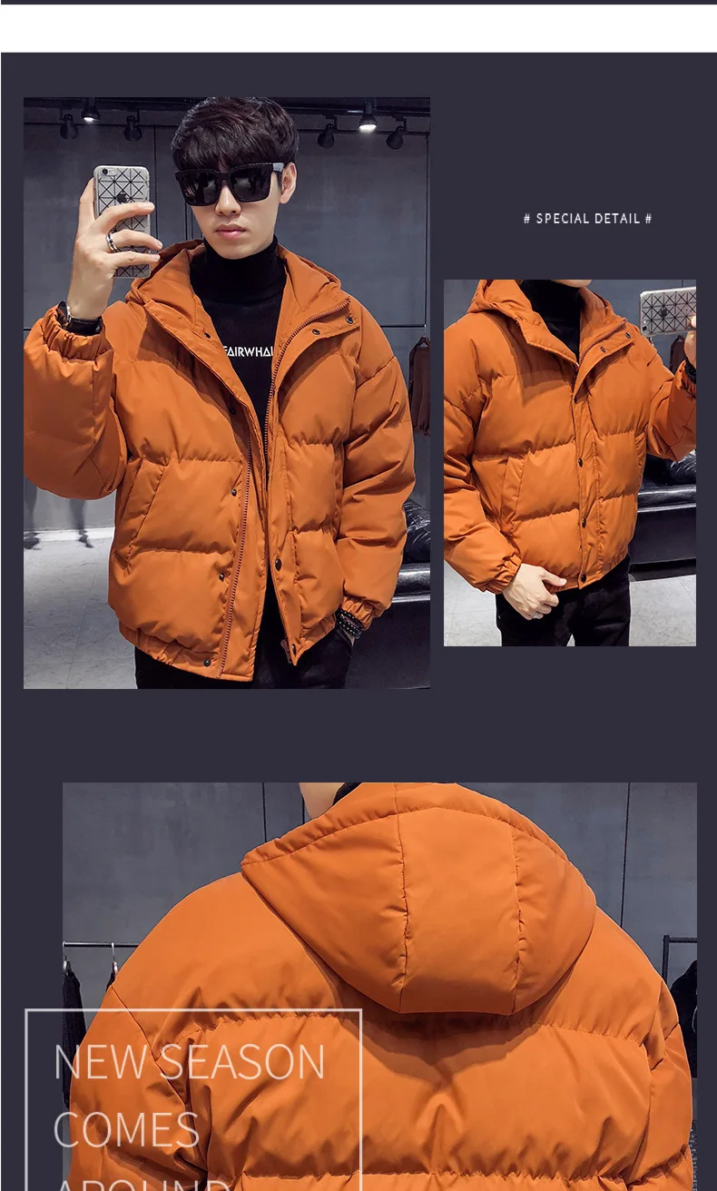 Новинка, стильное пуховое пальто, хлопковое пальто, свободное толстое теплое хлопковое Стеганое пальто, мужская хлопковая куртка с капюшоном, хлопковое пальто