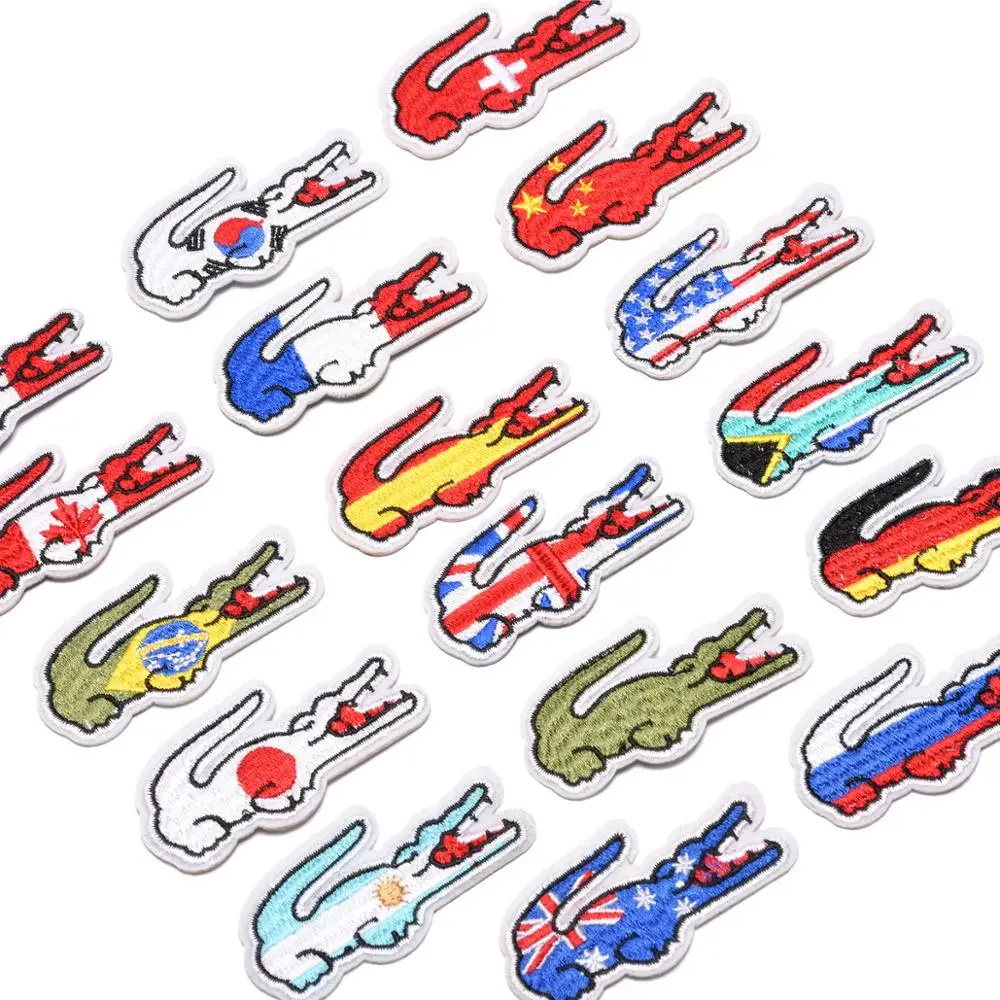 

crocodile flag Cartoon animal LOGO patches embroidery delicate iron on patches Clothing label chapter badge T-shirt pants jacke