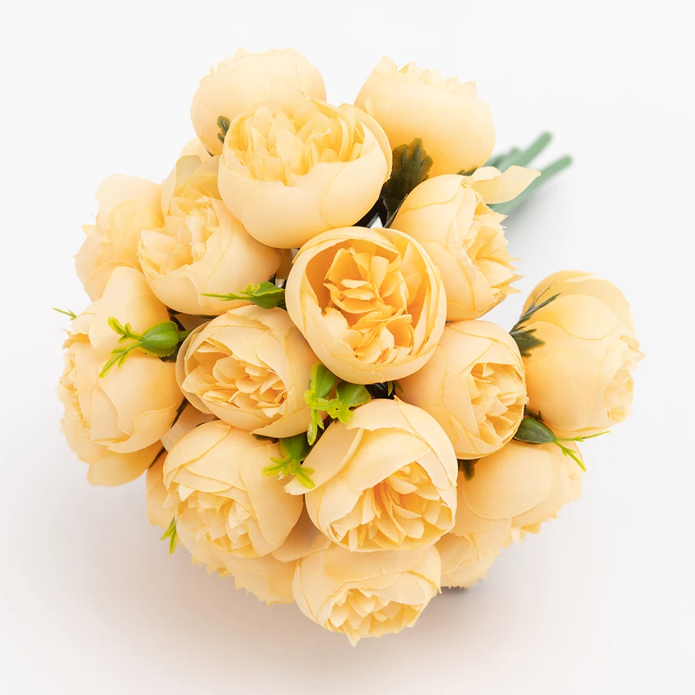 Yellow Красивые розы, Искусственные цветы Шелковый букет для украшения дома свадебные поддельные цветы букет невесты 27 головы искусственная Роза - Цвет: Yellow