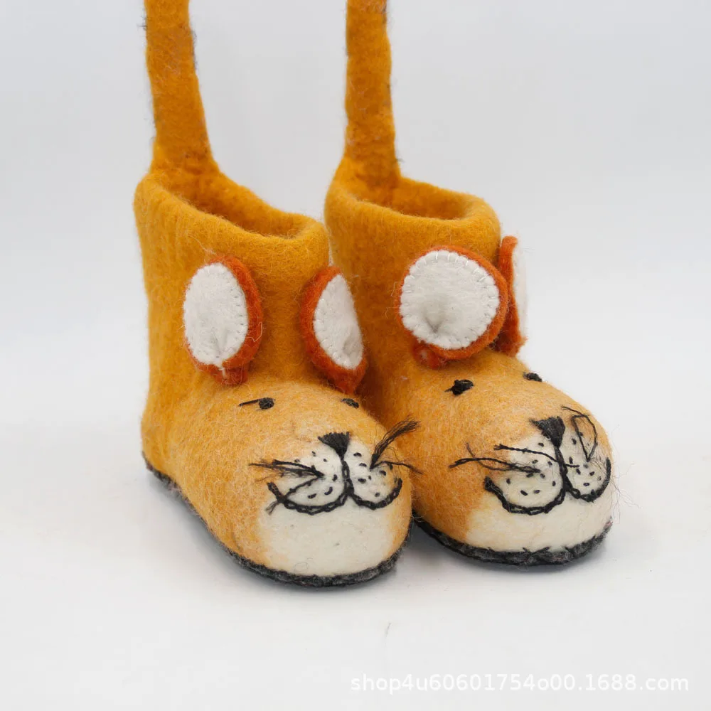 

Wool Felt Children Tiger Shoes Infants Warm Short Boots Boy Handmade Household Casual Indoor Shoes GIRL'S