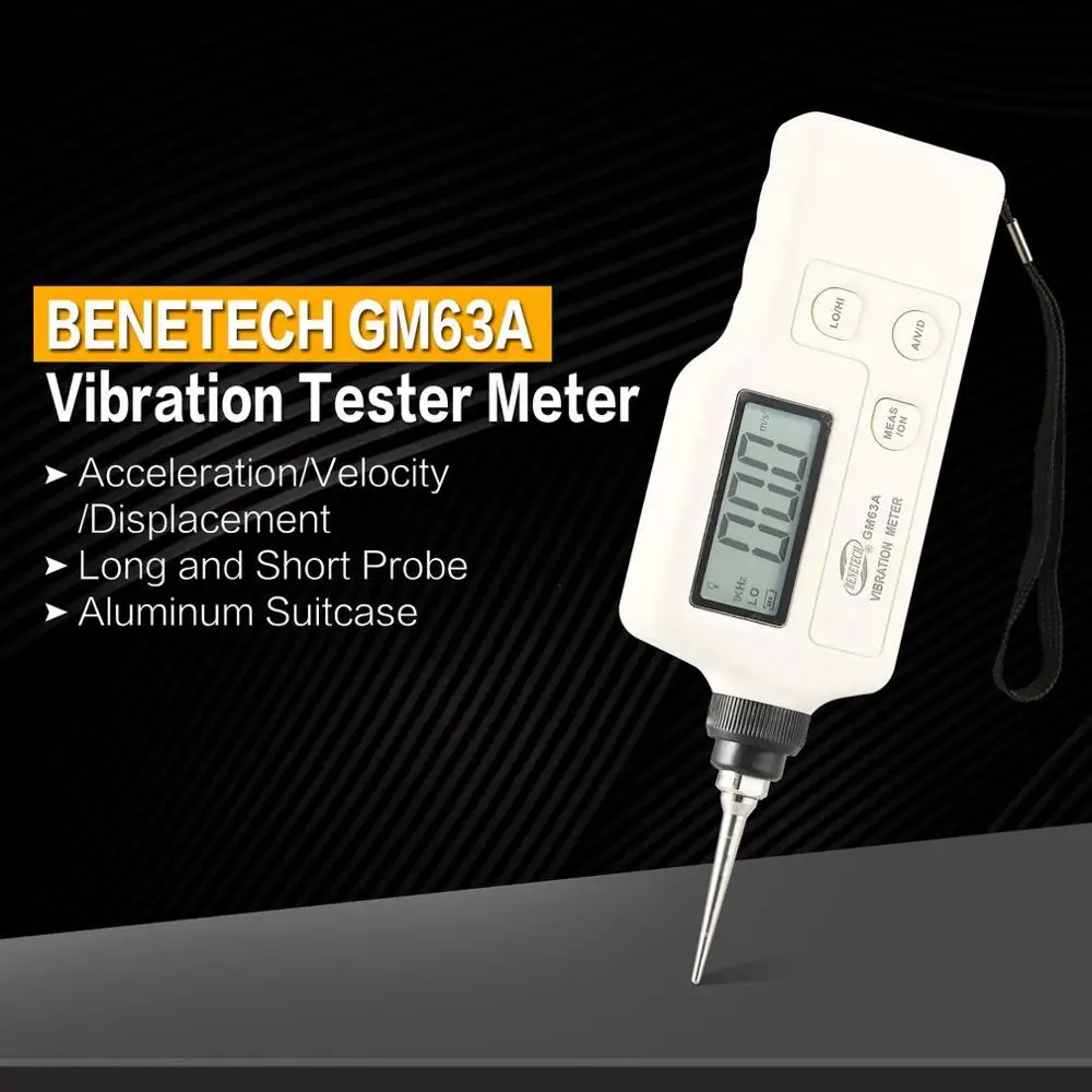 

GM63A Portable Digital Vibration Meter Handheld Vibrometer Tester Device Measure Vibration Analyzer Gauge