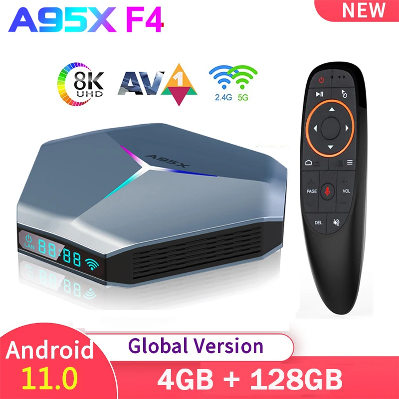 Приставка Смарт-ТВ A95X F4 Amlogic S905X4 Android 11 8K RGB светильник ка 4 + 2022/64 ГБ | Электроника