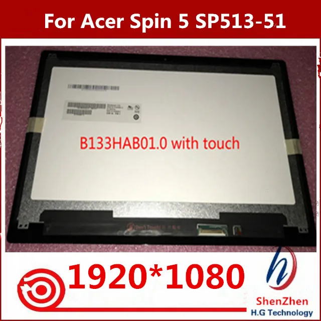 1920*1080 Для acer Spin 5 SP513-51 ips ЖК-экран+ сенсорный дигитайзер сборка FHD B133HAB01.0 или LQ133M1JW07