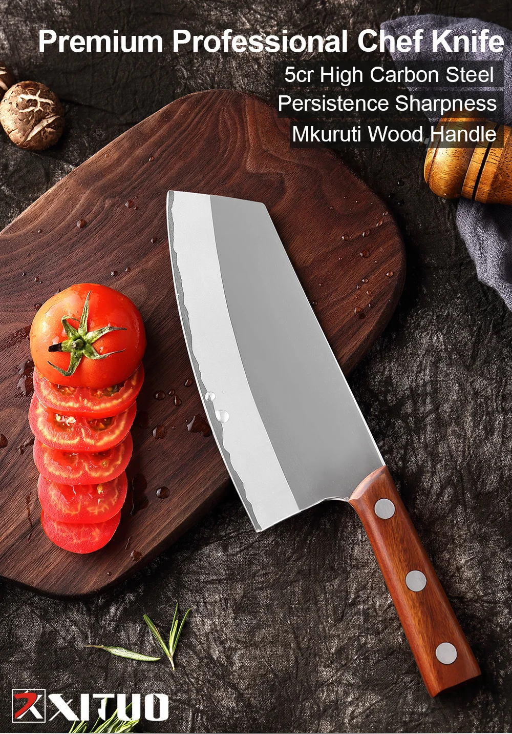 High Carbon Steel Chef Knife Sharp Mirror Light Handmade Knives