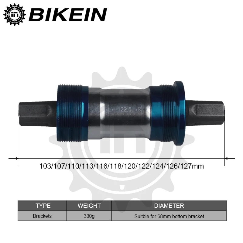 BIKEIN- Bicycle Bottom Bracket BB Axle 103/107/110/113/116/118/120/122/124/126/127mm MTB Quare Hole Crank Axis Waterproof Screws