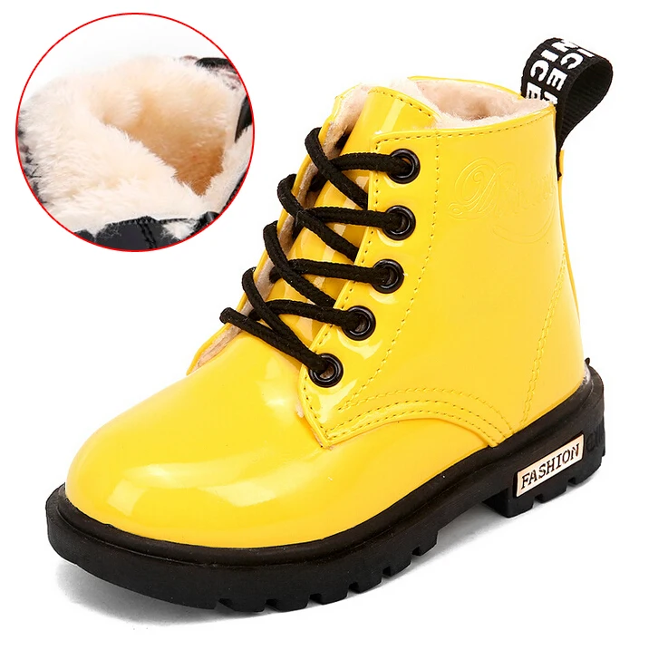 Yellow Plus SKOEX/детские ботинки; водонепроницаемые ботинки martin для мальчиков и девочек; зимние детские ботинки; короткие ботиночки; Детские модные кроссовки - Цвет: Yellow Plus