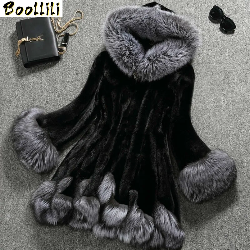 Женское пальто с искусственным мехом Boollili зимняя куртка размера плюс 5xl 6xl лисы