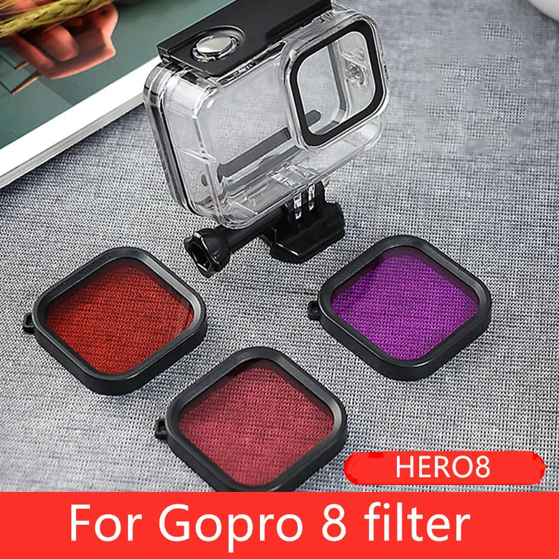 Комплект водонепроницаемых фильтров для камеры GoPro HERO 8 красный пурпурный фильтр