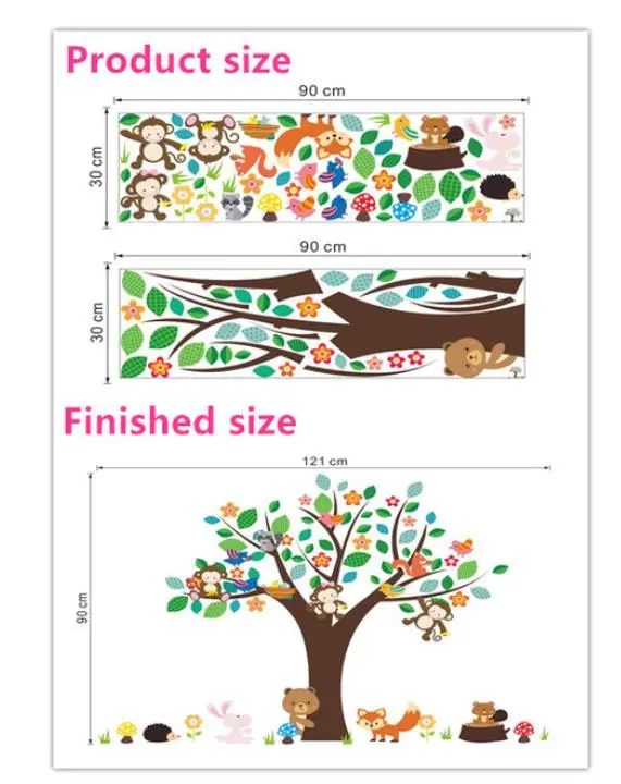 Деревянные животные дерево наклейки на стену для детской комнаты Обезьяна Сова джунгли дикая стена детская переводка для детской спальни декор плакат на стену 1 шт - Цвет: 05