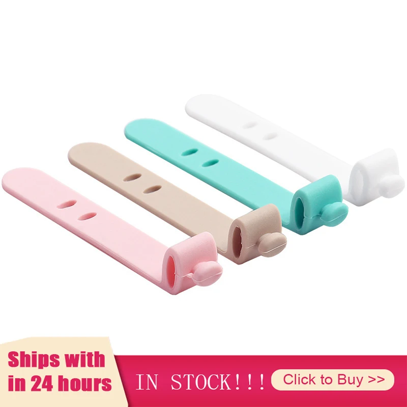 

3 Color 4Pcs Silicone Strap Hook Loop Cable Winder Headphone Cord Earphone Organizer Cable Ties Tidy Organizers Cable Organizers