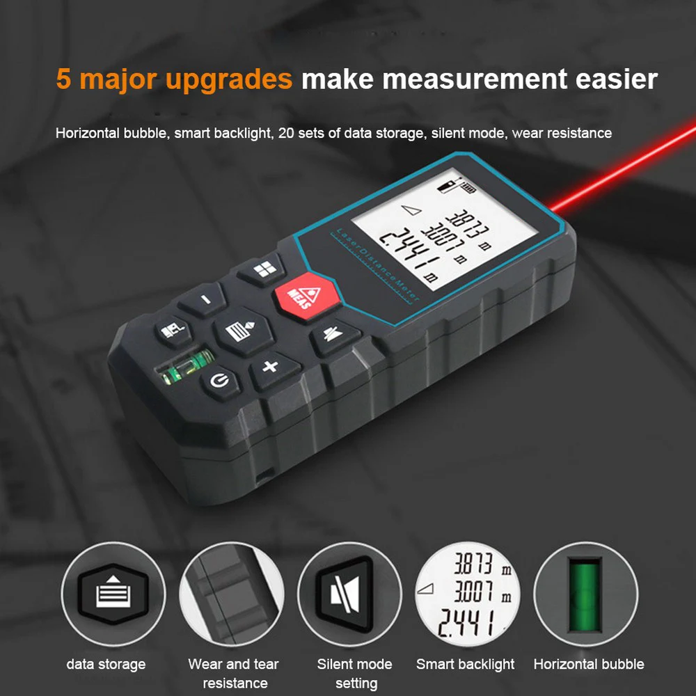 New Model Laser Distance Meter 40M 60M 80M 100M Rangefinder Laser Tape Range Finder Build Measure Device Ruler Test Tools
