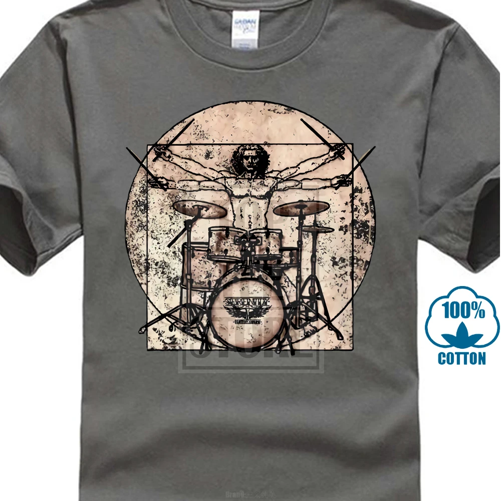 Vitruvian Drummer футболка леonardo Vinci забавная футболка барабаны A02 010171 - Цвет: Charcoal