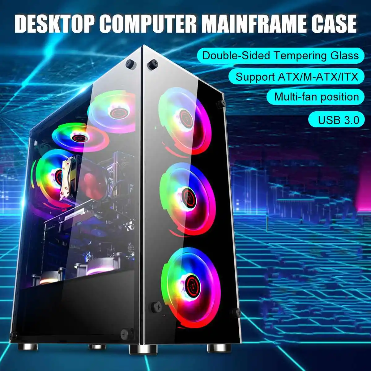 Новый игровой чехол для настольного компьютера 350x290x410 мм ATX/ m atx/mini itx материнская