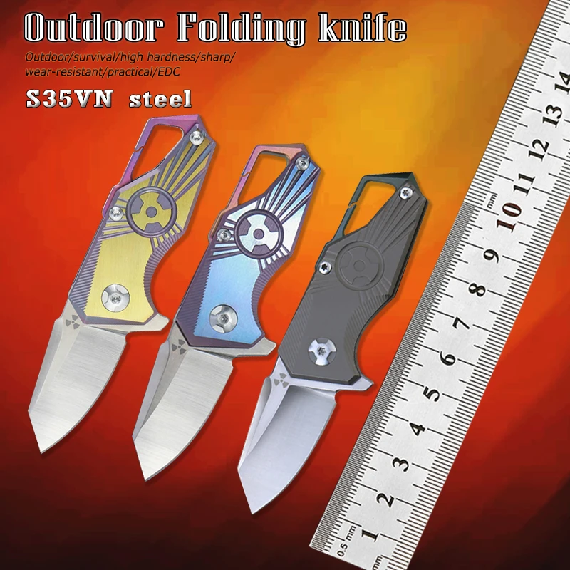 

High Hardness S35VN Blade Mini Folding Knife Outdoor Camping Pocket Storage Keychain Survival Tool EDC Exquisite And Compact