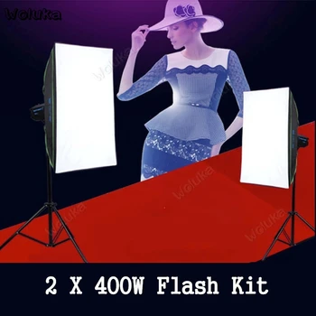 

Two Flash Lights Set 400W GN60 Softbox Light Stand photo studio Lighting Kit portrait product photography shooting CD50 T10